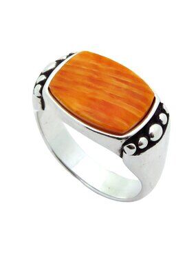925 Sterling Silver Navajo WJ Waldeck Johnson Spiny Oyster Gemstone Ring Size 7